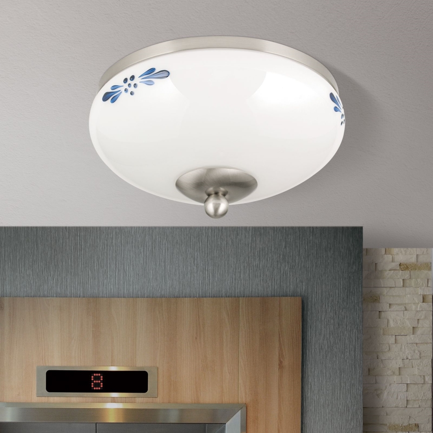 Plafón LANDHAUS 1xE27/60W/230V diá. 21 cm cromo mate/blanco