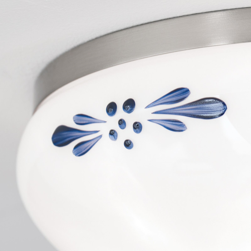 Plafón LANDHAUS 1xE27/60W/230V diá. 21 cm cromo mate/blanco