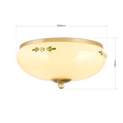 Plafón LANDHAUS 2xE27/60W/230V diá. 28 cm latón/beige