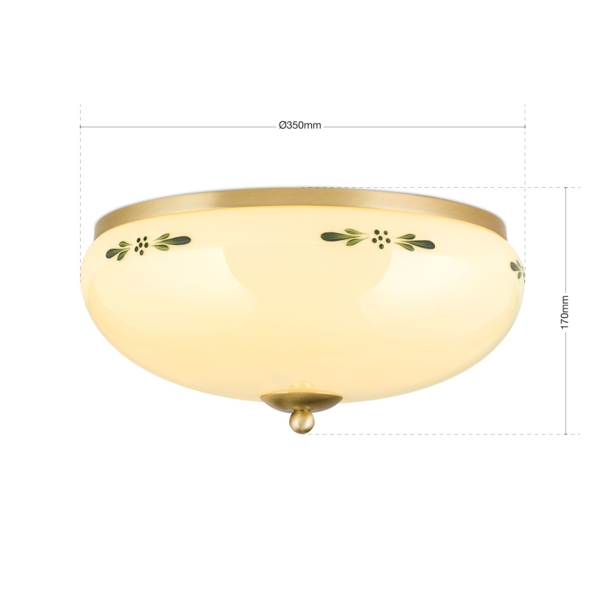 Plafón LANDHAUS 3xE27/60W/230V diá. 35 cm latón/beige