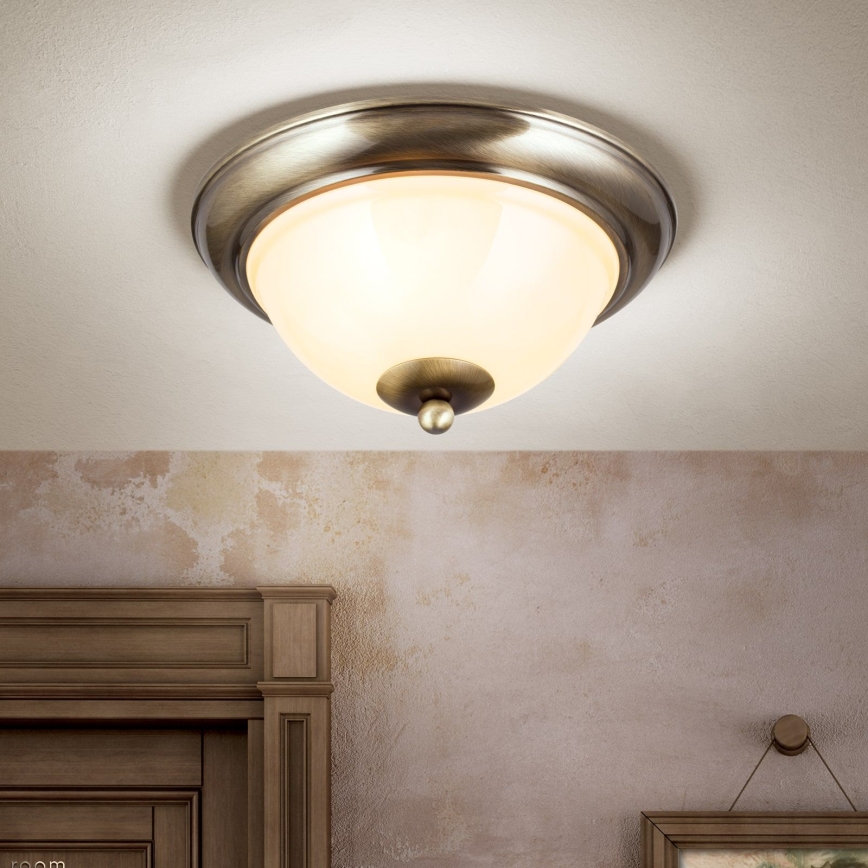 Plafón AUSTRIAN OLD LAMP 2xE27/60W/230V diá. 27 cm bronce/beige