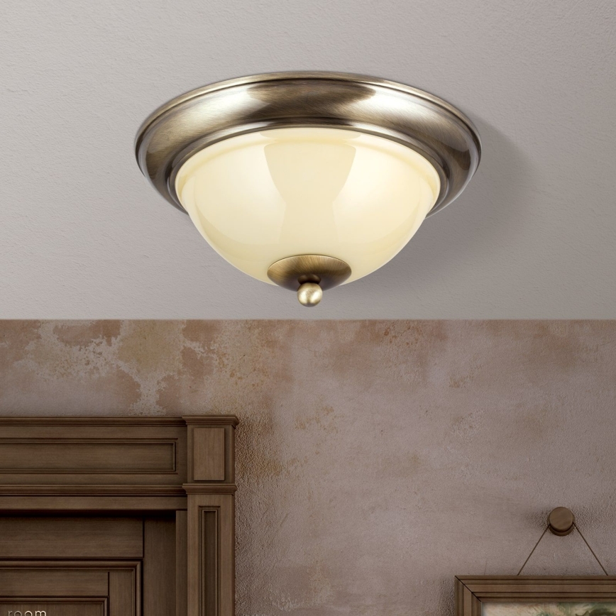 Plafón AUSTRIAN OLD LAMP 2xE27/60W/230V diá. 27 cm bronce/beige