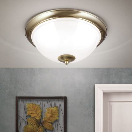 Plafón AUSTRIAN OLD LAMP 3xE27/60W/230V diá. 50 cm bronce/blanco