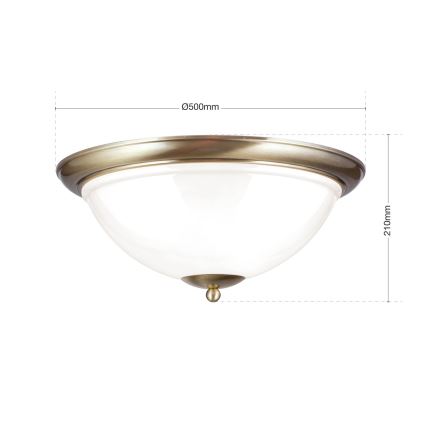 Plafón AUSTRIAN OLD LAMP 3xE27/60W/230V diá. 50 cm bronce/blanco