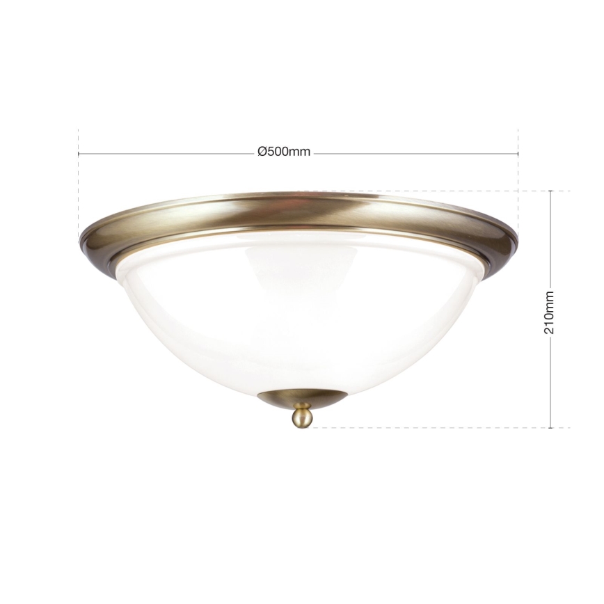 Plafón AUSTRIAN OLD LAMP 3xE27/60W/230V diá. 50 cm bronce/blanco