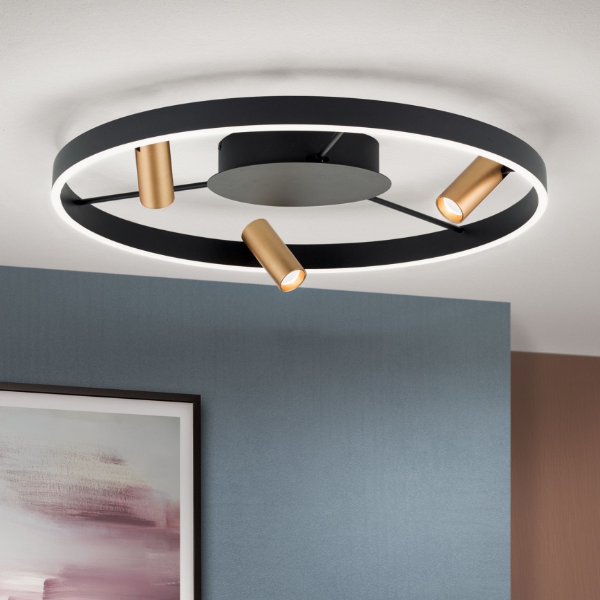 Plafón LED regulable BERLIN LED/50W/230V negro/dorado
