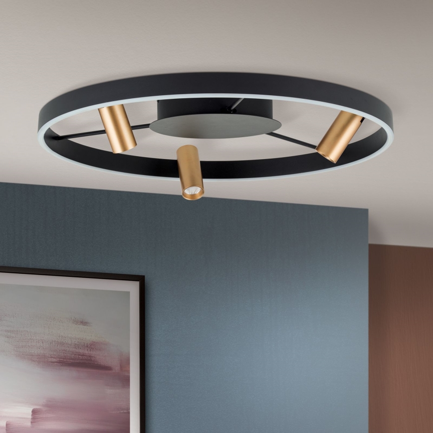 Plafón LED regulable BERLIN LED/50W/230V negro/dorado