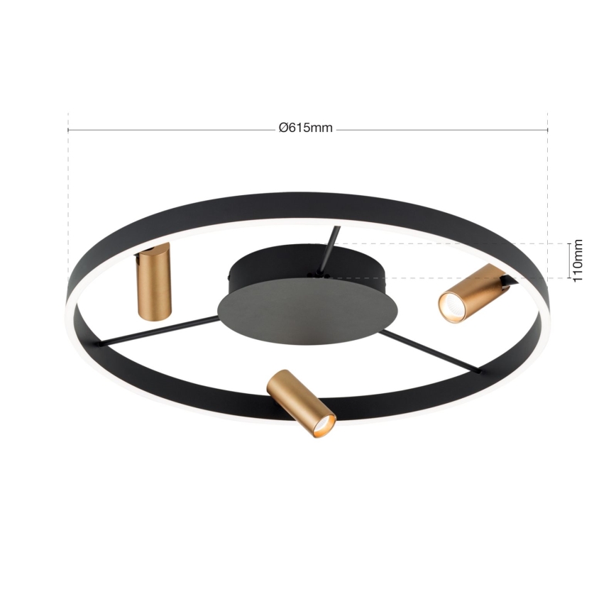 Plafón LED regulable BERLIN LED/50W/230V negro/dorado