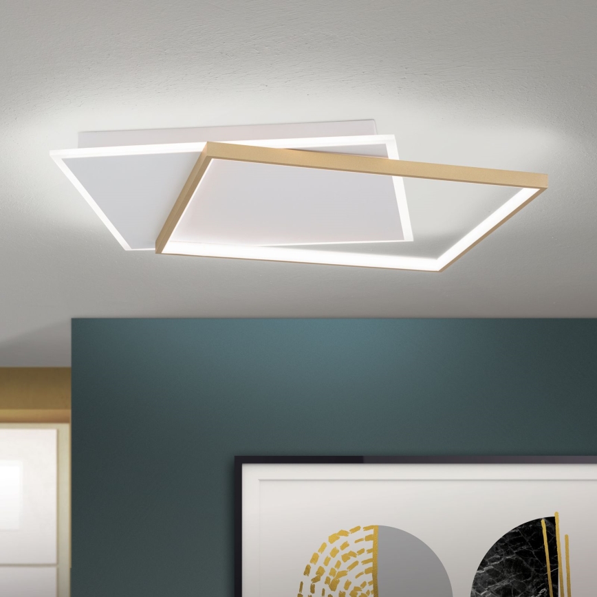 Plafón LED regulable EMANUEL LED/50W/230V blanco/dorado