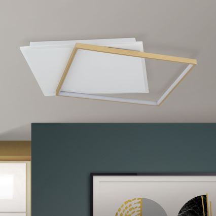 Plafón LED regulable EMANUEL LED/50W/230V blanco/dorado