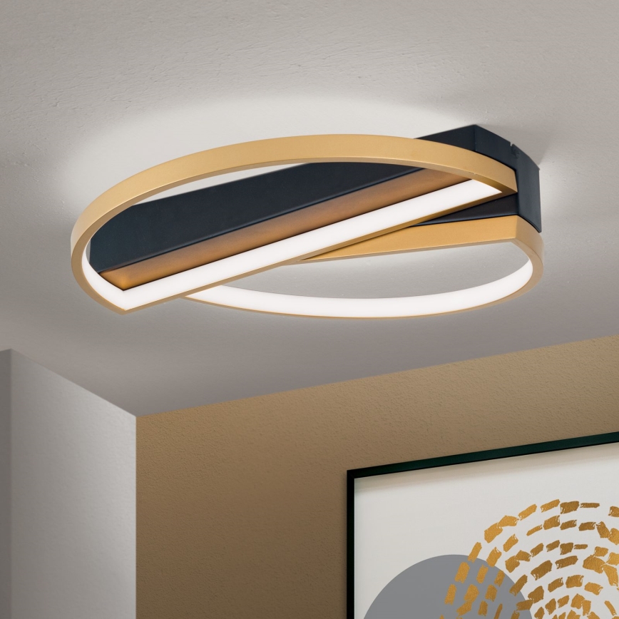 Plafón LED regulable OLGA LED/28W/230V dorado/negro