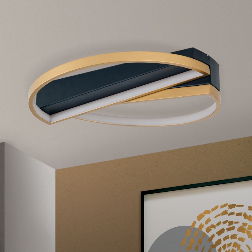 Plafón LED regulable OLGA LED/28W/230V dorado/negro