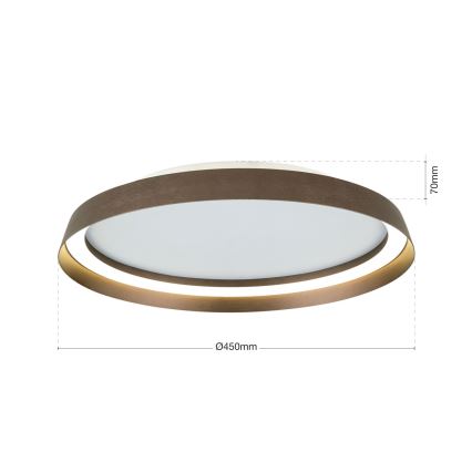 Plafón LED regulable MANTA LED/38W/230V 2700/3000/4000K diá. 45 cm marrón