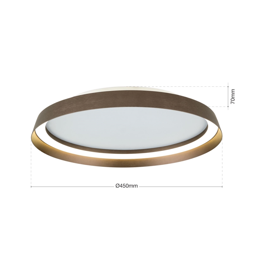 Plafón LED regulable MANTA LED/38W/230V 2700/3000/4000K diá. 45 cm marrón