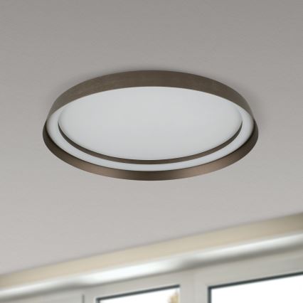 Lámpara de techo LED regulable MANTA LED/38W/230V 2700/3000/4000K Ø 45 cm marrón