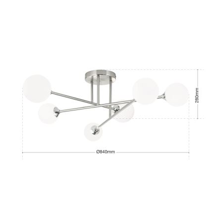 Lámpara de techo SNOWWHITE 6xG9/20W/230V diá. 84 cm cromo mate