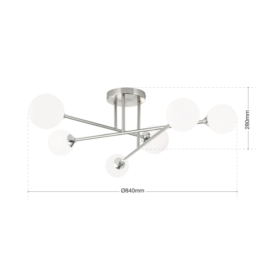 Lámpara de techo SNOWWHITE 6xG9/20W/230V diá. 84 cm cromo mate