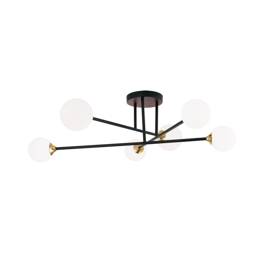 Lámpara de techo SNOWWHITE 6xG9/20W/230V diá. 84 cm negro/dorado