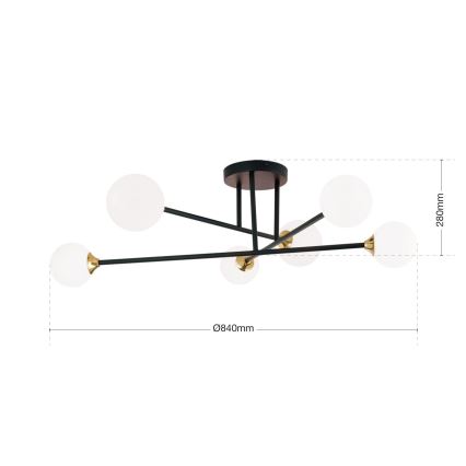 Lámpara de techo SNOWWHITE 6xG9/20W/230V diá. 84 cm negro/dorado