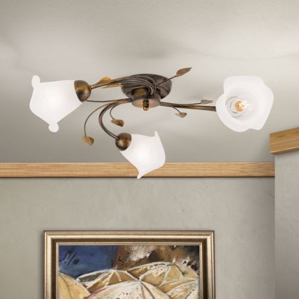 Lámpara de techo SISI 3xE14/40W/230V diá. 60 cm bronce/pátina