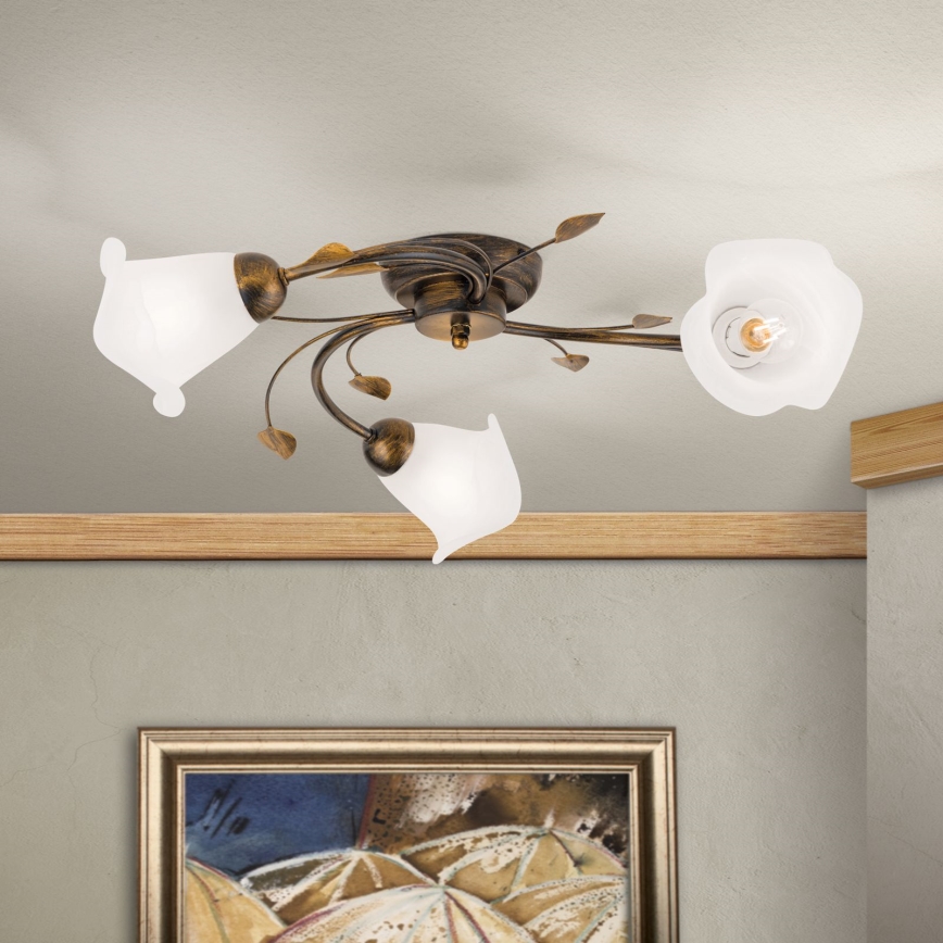 Lámpara de techo SISI 3xE14/40W/230V diá. 60 cm bronce/pátina