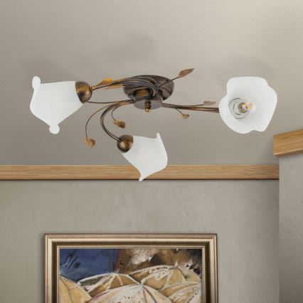 Lámpara de techo SISI 3xE14/40W/230V diá. 60 cm bronce/pátina