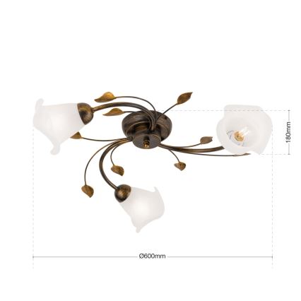 Lámpara de techo SISI 3xE14/40W/230V diá. 60 cm bronce/pátina