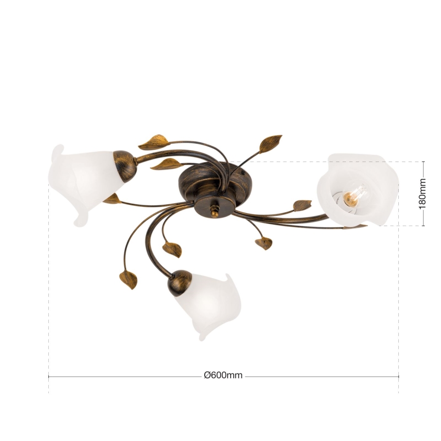 Lámpara de techo SISI 3xE14/40W/230V diá. 60 cm bronce/pátina