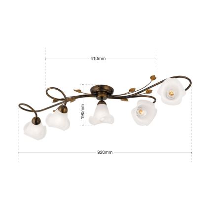 Lámpara de techo SISI 5xE14/40W/230V bronce/pátina