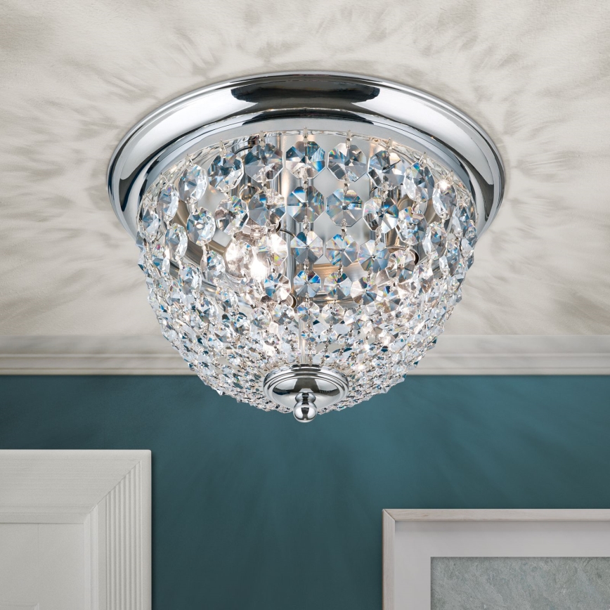 Plafón de cristal PLAFOND 3xE27/40W/230V diá. 35 cm cromo brillante