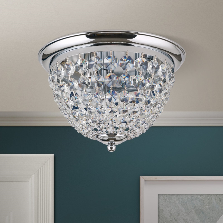 Plafón de cristal PLAFOND 3xE27/40W/230V diá. 35 cm cromo brillante