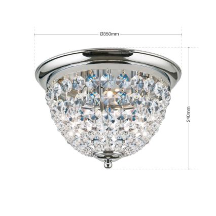 Plafón de cristal PLAFOND 3xE27/40W/230V diá. 35 cm cromo brillante