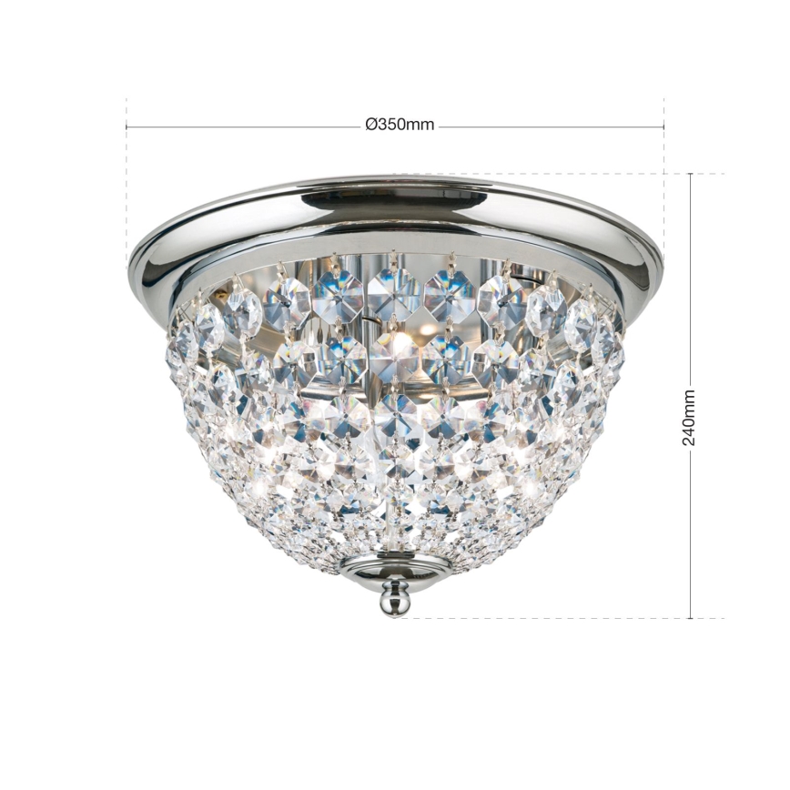 Plafón de cristal PLAFOND 3xE27/40W/230V diá. 35 cm cromo brillante