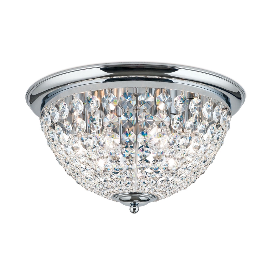 Plafón de cristal PLAFOND 6xE27/40W/230V diá. 47 cm cromo brillante