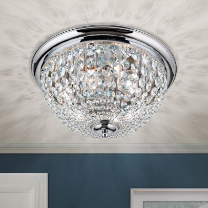 Plafón de cristal PLAFOND 6xE27/40W/230V diá. 47 cm cromo brillante