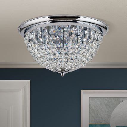 Plafón de cristal PLAFOND 6xE27/40W/230V diá. 47 cm cromo brillante