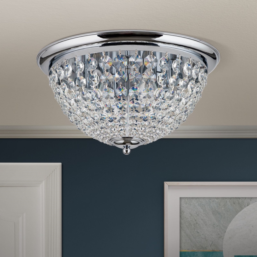 Plafón de cristal PLAFOND 6xE27/40W/230V diá. 47 cm cromo brillante