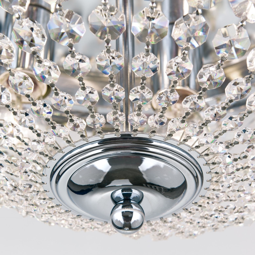 Plafón de cristal PLAFOND 6xE27/40W/230V diá. 47 cm cromo brillante