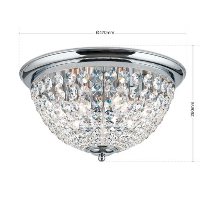 Plafón de cristal PLAFOND 6xE27/40W/230V diá. 47 cm cromo brillante