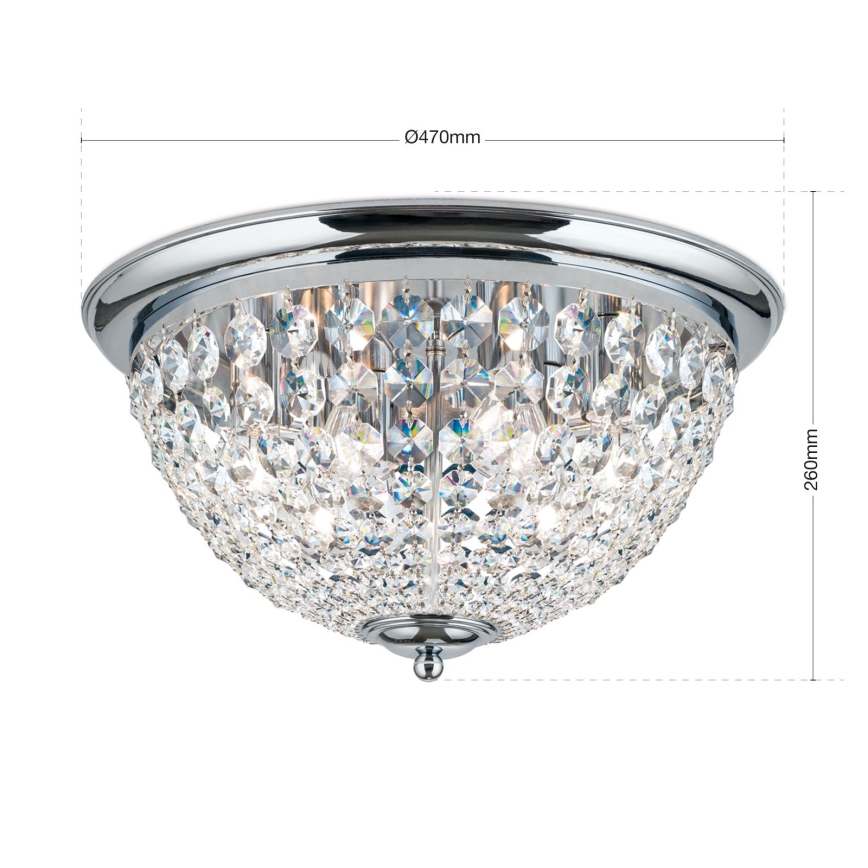 Plafón de cristal PLAFOND 6xE27/40W/230V diá. 47 cm cromo brillante