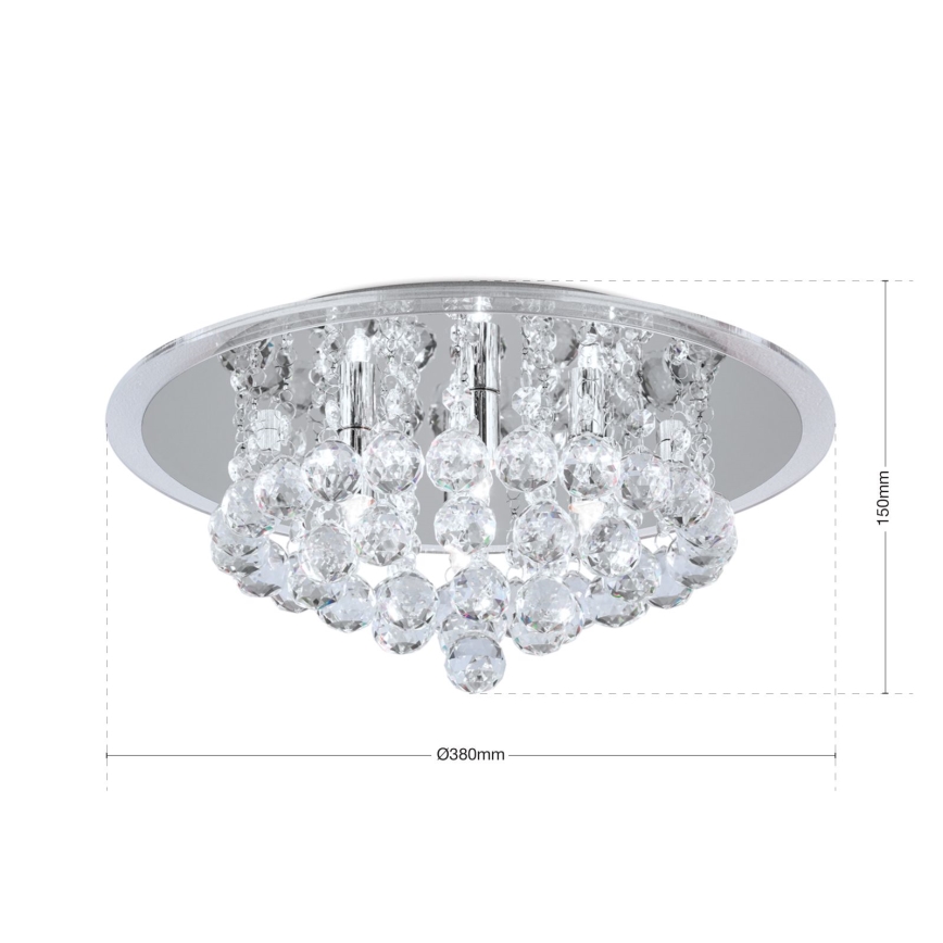 Plafón de cristal GLORIA 4xG9/40W/230V diá. 38 cm transparente/cromo brillante