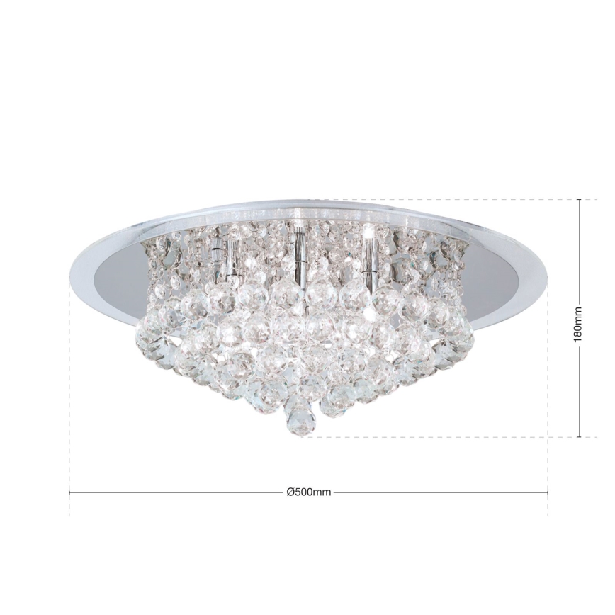 Plafón de cristal GLORIA 6xG9/40W/230V diá. 50 cm transparente/cromo brillante