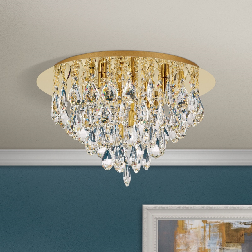 Plafón de cristal CELESTE 6xG9/40W/230V diá. 45 cm dorado