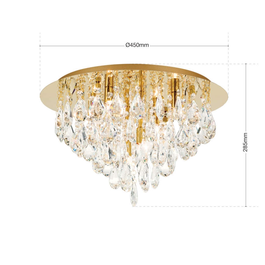 Plafón de cristal CELESTE 6xG9/40W/230V diá. 45 cm dorado
