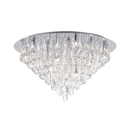 Plafón de cristal CELESTE 12xG9/40W/230V diá. 75 cm cromo brillante