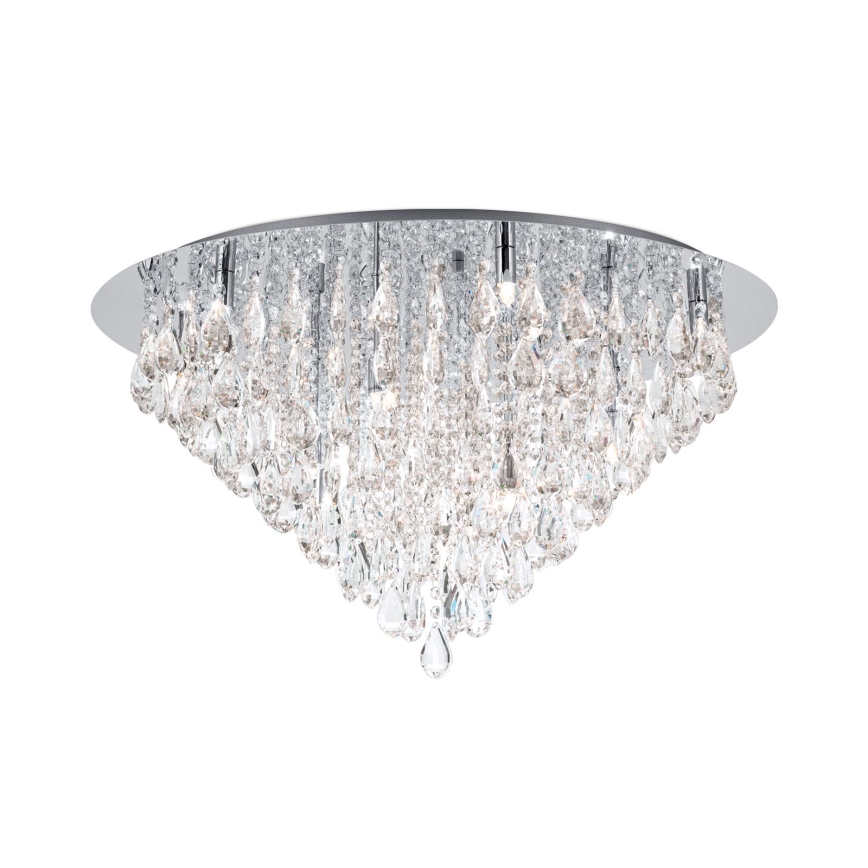 Plafón de cristal CELESTE 12xG9/40W/230V diá. 75 cm cromo brillante