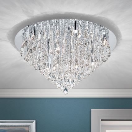 Plafón de cristal CELESTE 12xG9/40W/230V diá. 75 cm cromo brillante