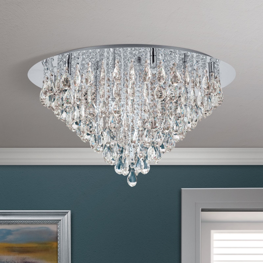 Plafón de cristal CELESTE 12xG9/40W/230V diá. 75 cm cromo brillante