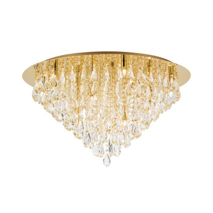 Plafón de cristal CELESTE 12xG9/40W/230V diá. 75 cm dorado
