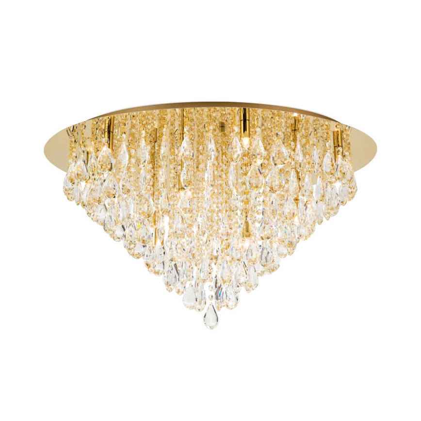 Plafón de cristal CELESTE 12xG9/40W/230V diá. 75 cm dorado